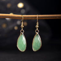 Natural Crystal Drop Earrings With Amethyst And Gold-plated Edges