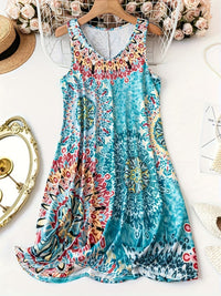 Women's Fashion Printed V-neck Sleeveless Dress