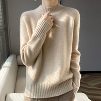 Pullover Half Turtleneck Thick Loose Wool Knitted Sweater
