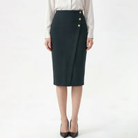High-waisted Figure-flattering Sheath-style Straight Midi Skirt With A Slit Womens