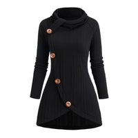Womens Asymmetrical Turtleneck Long-Sleeve Knitted Cardigan