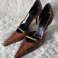 Fashionable Niche-Design Snake-Print Stiletto Heels For Women