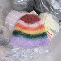 Striped Knitted Fisherman Hat Women's Autumn And Winter Warm Earlap Woolen Hat