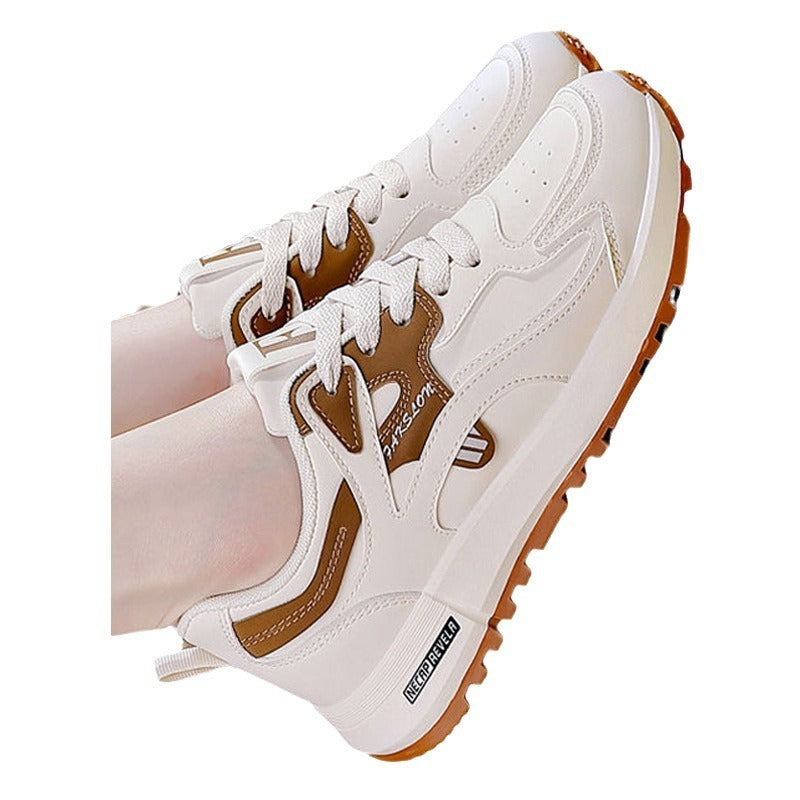 Korean Style All-matching And Lightweight Running Leather Casual Daddy Shoes Women