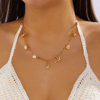 Beach Ocean Shell Double Layered Stacked Necklace