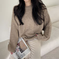 Korean Style Sweater Idle Style Casual Loose Solid Color Round Neck Sweater