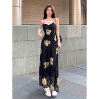 Floral Print Skirt Slip Dress Chiffon Dress Figure-hugging