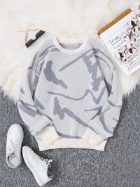 Spring And Autumn Popular Graffiti Jacquard Pullover