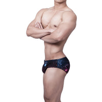 Pixel Mosaic Square Print Swim Briefs Lights