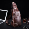 Mens Casual Crossbody Shoulder Bag Made From Full-Grain Leather