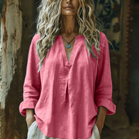 Women's Casual Cotton-Linen Shirt Best-Selling Solid Color