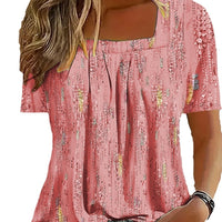 Women's Fashion Print Round Neck Short-sleeved Top