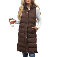 Ladies Hooded Sleeveless Zipper Cotton Padded Thickened