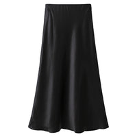Acetate Satin Skirt Womens Autumn High-Waisted Slimming A-Line Skirt