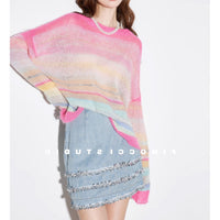 Mohair Autumn 11-color Mixed Woven Rainbow Bar Top