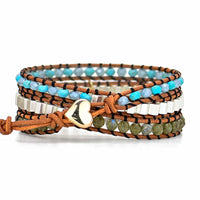 Natural Stone And Cowhide Braided Bracelet