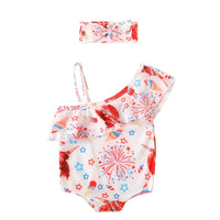 Silky Soft Fabric Lace-up Baby Swimsuit