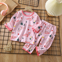 Children's Cotton Homewear Suit Summer Long-sleeve Pajamas Thin