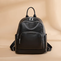 Fashionable Solid Color Large Capacity Trendy Women's Backpack Soft Leather Bag