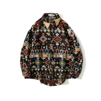 Men's Loose-fitting Autumnwinter Wear Japanese Woolen Coat Retro Long-sleeved Shirt