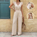 Flutter Sleeve V-Neck Back Bow Jumpsuit