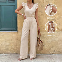 Flutter Sleeve V-Neck Back Bow Jumpsuit