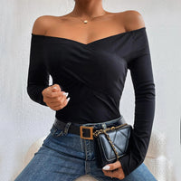 Sexy Women's Off-shoulder Slim-fit Long-sleeve Top