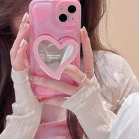 Simple Creative Love Mirror Bracket Phone Case