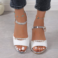 Sequin Open-toe Roman Low-heeled Sandals
