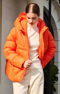 Short White Duck Down Hooded Down Jacket Women