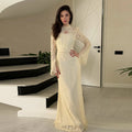 Women's Sexy Lace Hollow-Out Long-Sleeve Dress