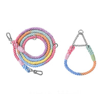 Woven Rainbow Multifunctional Double Head Pet Leash