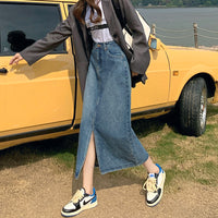 Female Skirt High Waist Retro Blue Denim Skirt