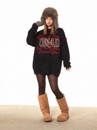 Christmas Sweater Retro Embroidered Crew Neck Sweater