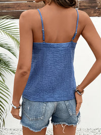 New Womens Sleeveless Solid-Colored Square-Neck Buttoned Camisole