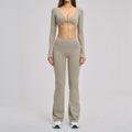 Sports Neck-Hanging Beautiful-Back Brushed Flared Yoga Set