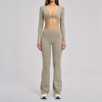 Sports Neck-Hanging Beautiful-Back Brushed Flared Yoga Set