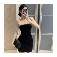 Retro Chic Sheath Off-shoulder Little Black Dress For Women