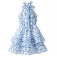 Resort Fairy Slim Fit Blue Printed Dress