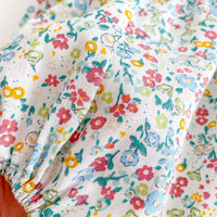 Infants And Children Big Flying Sleeves Small Floral Breathable Jumpsuit