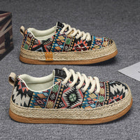 Men's Lightweight Linen Breathable Grass Woven Fishing Shoes