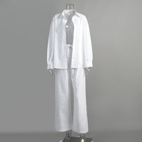 Cotton Shirt Trousers Suit Loose Long Sleeve