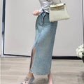 Women's Minimalist Hot Stamping Elastic Denim Skirt
