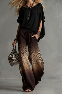 Slimming Wide-leg Straight-leg Casual Pants And Chiffon Top Set