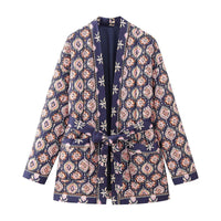 Women's Clothing Ethnic Print Loose Cotton Coat