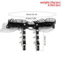 Adjustable Thigh Chain Sock With Heart-shaped Rivets
