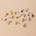 Water Drop Modeling Colorful Zircon L-bar Fashion Nose Nail