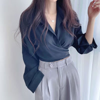 Waist-tight Slimming Lace-up Single-breasted Short Shirt