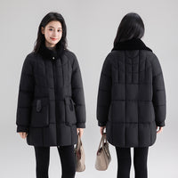 Women's Mid-length Patchwork Coat With Large Pockets