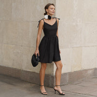 Pure Cotton Camisole Backless High-waisted Cropped Dress
